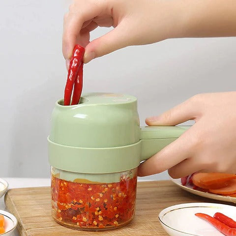Rechargeable 4 In 1 Electric Vegetable Cutter With Multi-Function Slicer